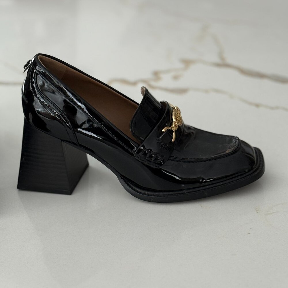 Sam Edelman Block Heel Black Patten Loafer - Picture 5 of 5